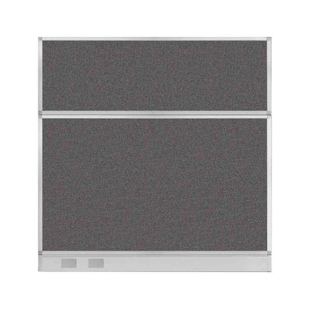 VERSARE Hush Panel Configurable Cubicle Partition 6' x 6' Charcoal Gray Fabric w/ Cable Channel 1856336